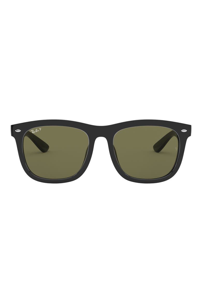 57mm Polarized Square Sunglasses, Main, color, BLACK / GREEN