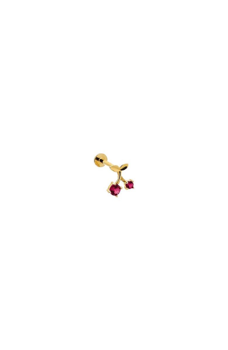 BY ADINA EDEN Ruby Red Mini Cherry Threaded Stud Earring 14K, Main, color, 