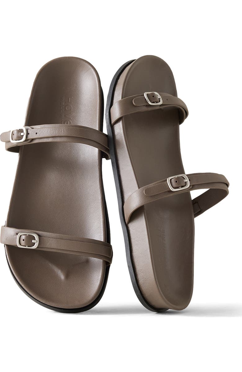 Haven Well Within Leather Double Strap Buckle Sandals, Main, color, Slate Brown