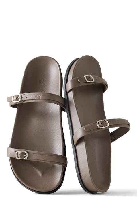 Leather Double Strap Buckle Sandals