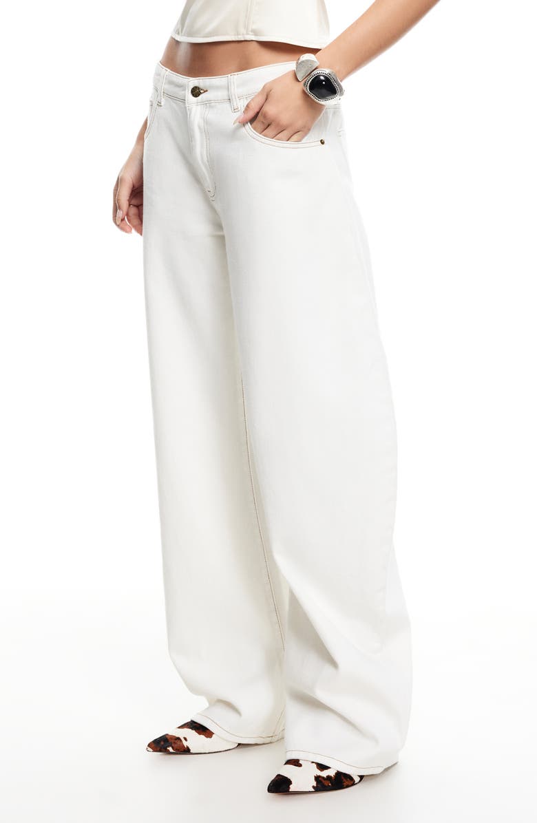 LIONESS Horseshoe Low Rise Barrel Leg Jeans, Alternate, color, Porcelain