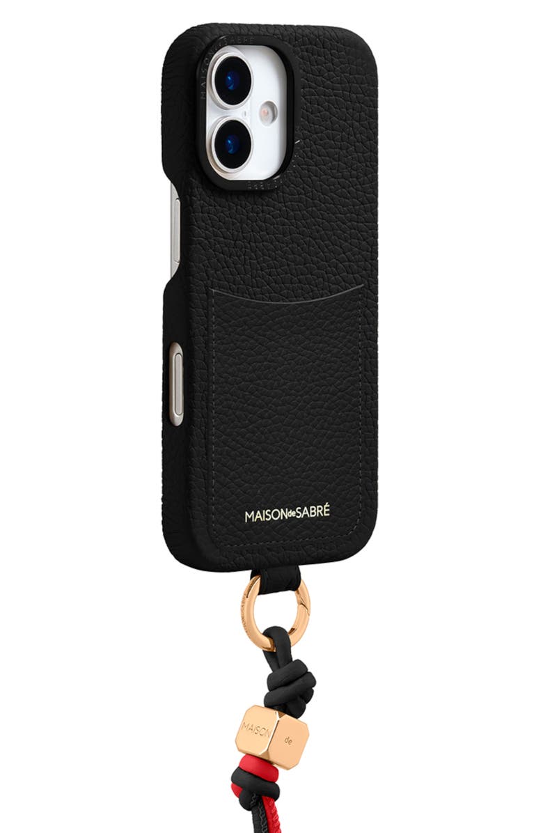 MAISON de SABRÉ Wristlet Phone Case, Alternate, color, Black Caviar