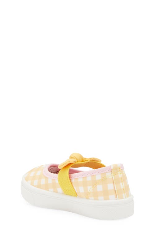 Oomphies Kids' Quinn Sneaker In Yellow Gingham W/pink Trim