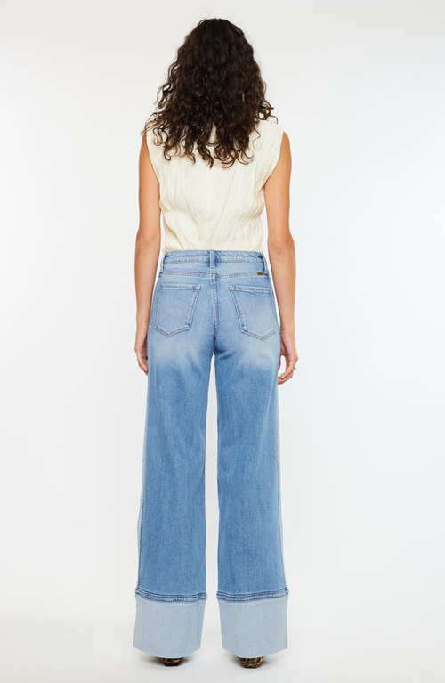 Kancan Arlene High Rise Wide Leg Jeans In Blue