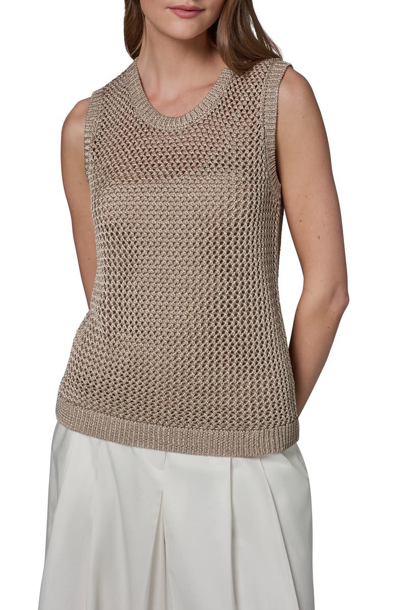 Donna Karan New York Metallic Open Stitch Sweater Tank, Main, color, 