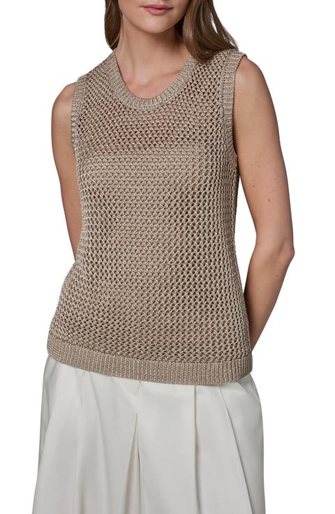 Metallic Open Stitch Sweater Tank