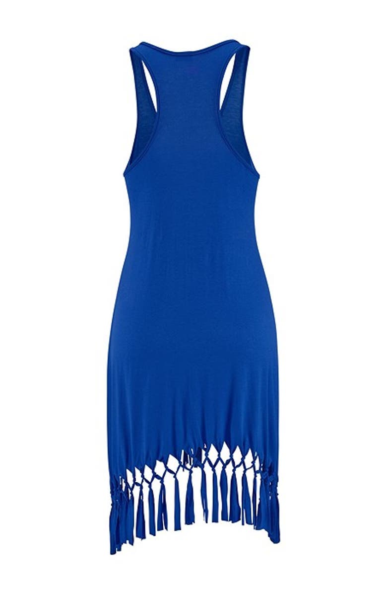 LASCANA Women's Fringe Hem Beach Dress, Alternate, color, Royal Blue