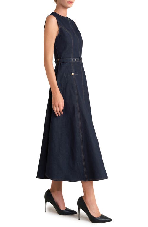 Freemarket A-line Denim Midi Dress In Blue