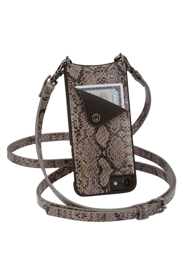Cynthia iPhone 6/7 & 6/7 Plus Crossbody Case, Alternate, color, GREY/ PEWTER