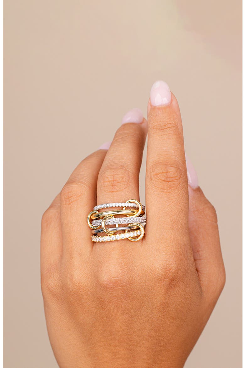 Jelena Cubic Zirconia Stacking Ring, Alternate, color, DUAL TONE