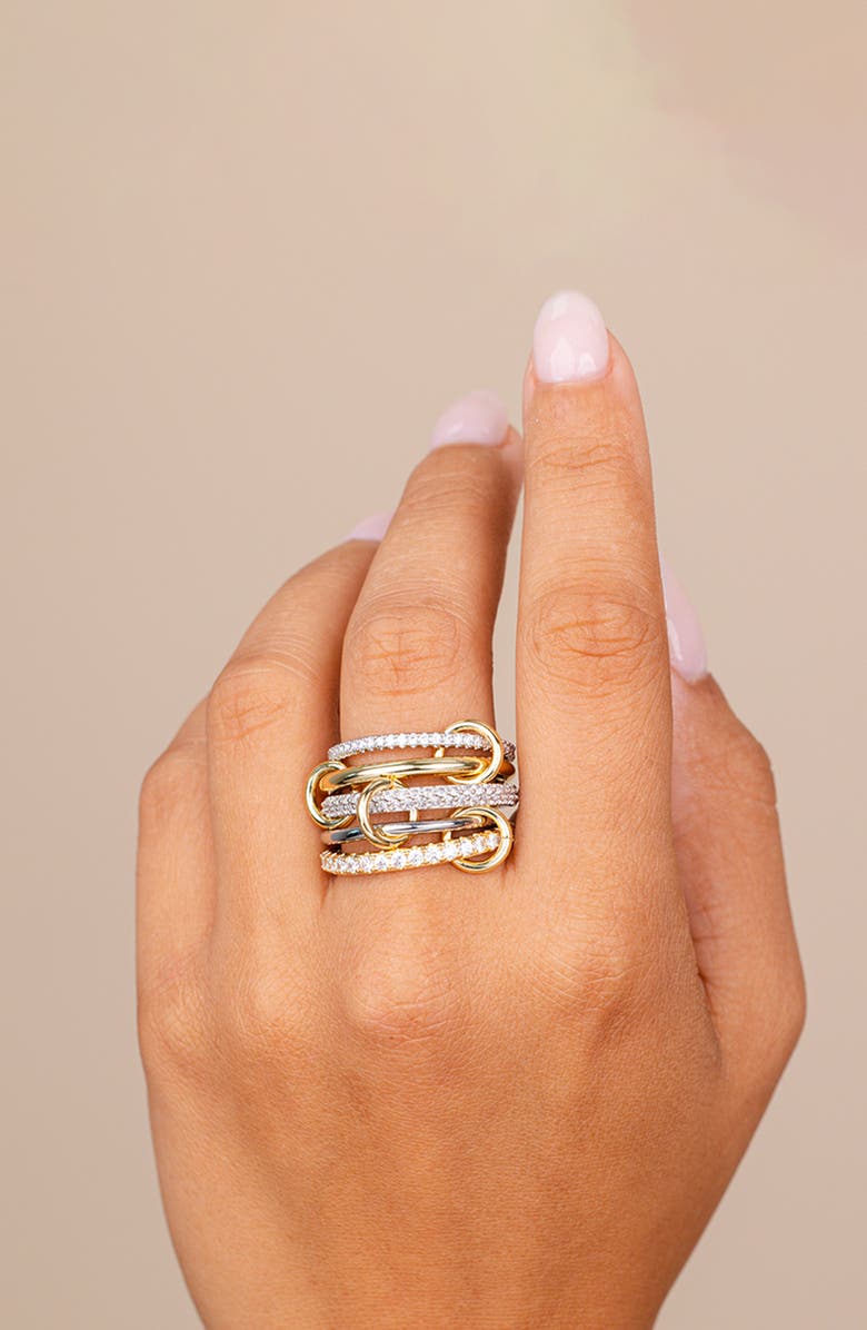 Sterling Forever Jelena Cubic Zirconia Stacking Ring, Alternate, color, Dual Tone