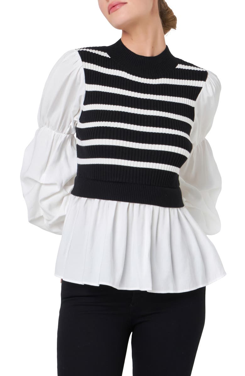 English Factory Combo Top, Main, color, Black Stripe