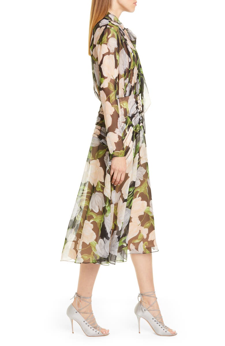 Jason Wu Collection Floral Silk Long Sleeve Midi Dress, Alternate, color, 