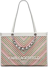 KARL LAGERFELD PARIS Savoie Chevron Raffia Tote
