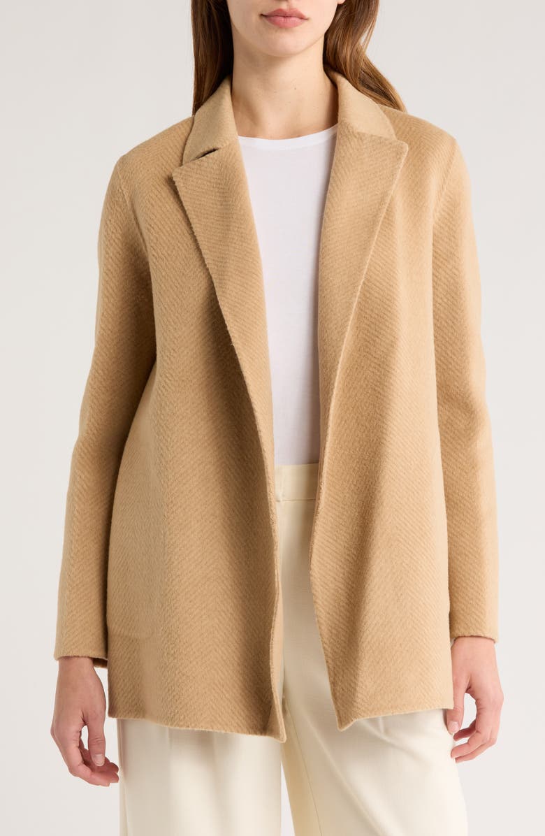 Theory Sileena Chevron Wool Coat, Main, color, Palomino