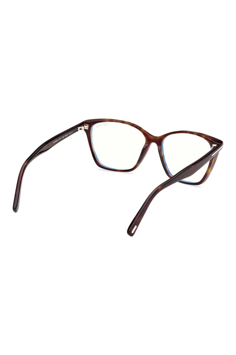 56mm Cat Eye Blue Light Blocking Optical Glasses, Alternate, color, HAVANA ECO / T LOGO
