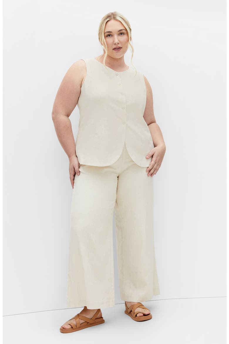 Viven Linen Blend Wide Leg Pants, Alternate, color, CREAM