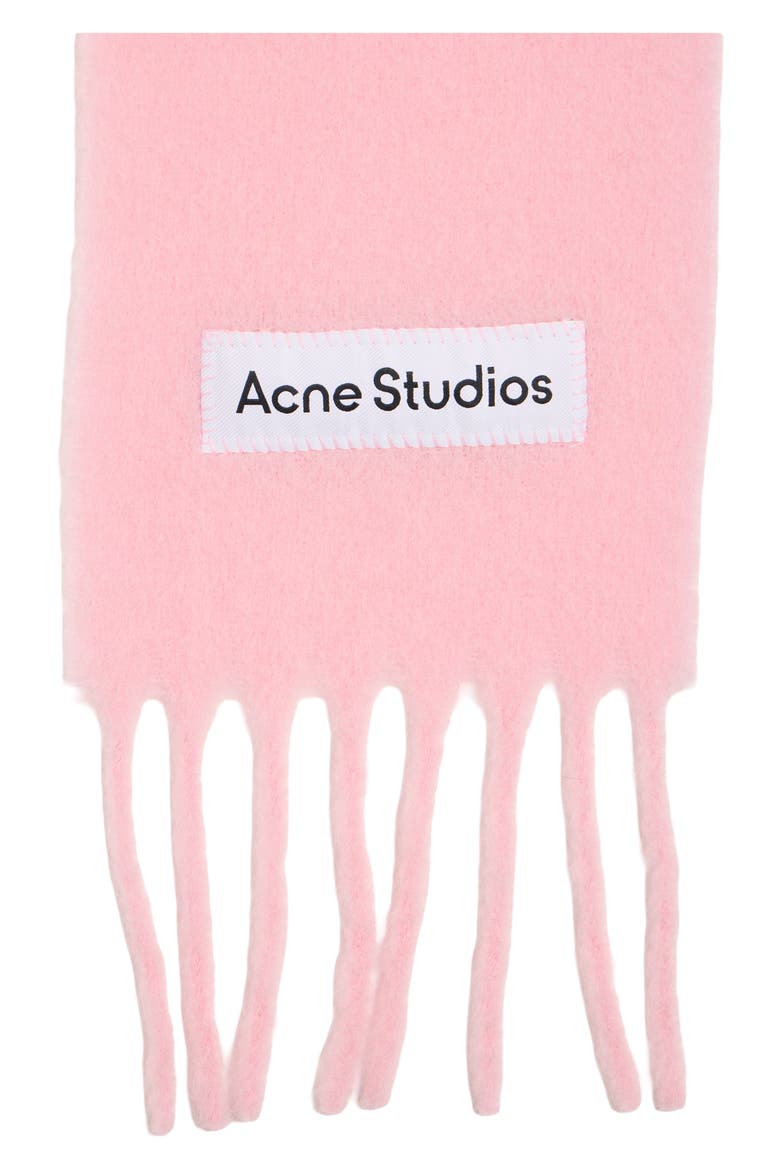Vally Skinny Alpaca & Wool Blend Fringe Scarf, Alternate, color, COTTON CANDY PINK