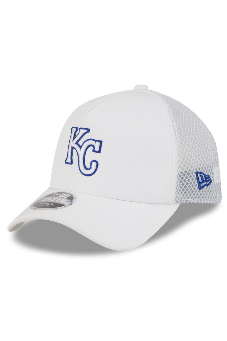 Men's New Era White Kansas City Royals 2026 Batting Practice Apex 9FORTY Adjustable Trucker Hat, Main, color, White