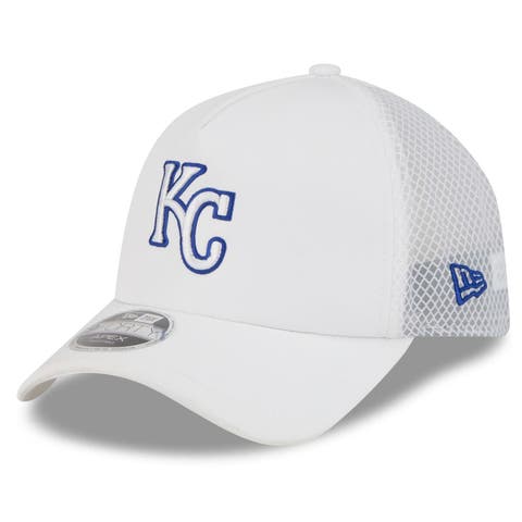 Men's New Era White Kansas City Royals 2026 Batting Practice Apex 9FORTY Adjustable Trucker Hat