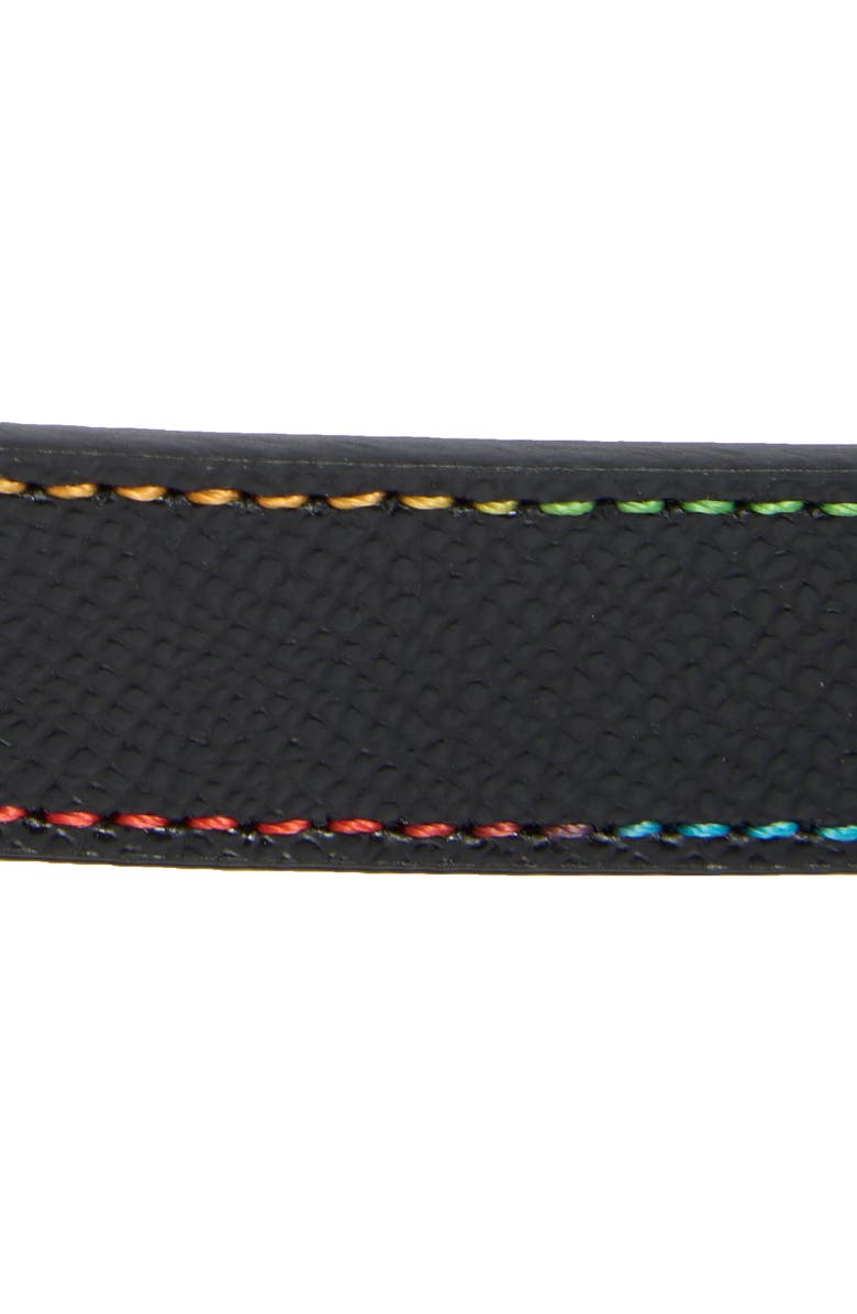 Kurt Geiger London Eagle Buckle Saffiano Leather Belt, Alternate, color, Black/ Antique Silver