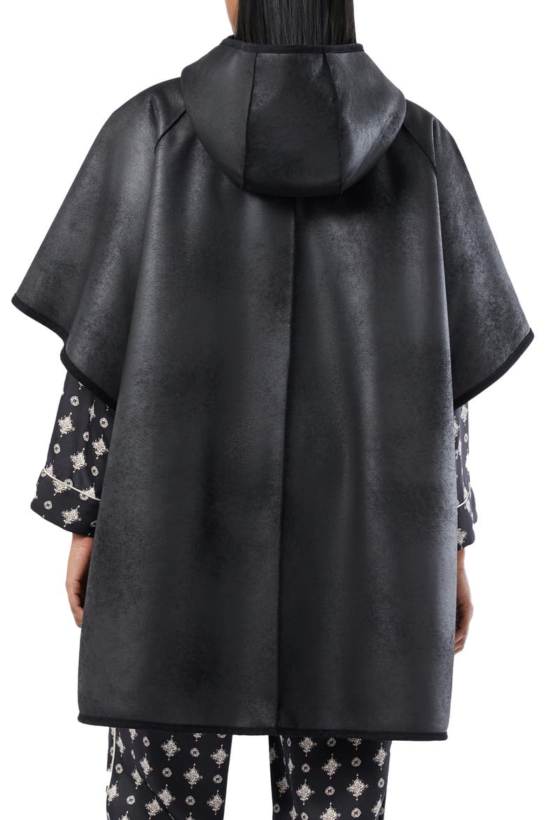 Gel Reversible Faux Fur Hooded Cape, Alternate, color, BLACK