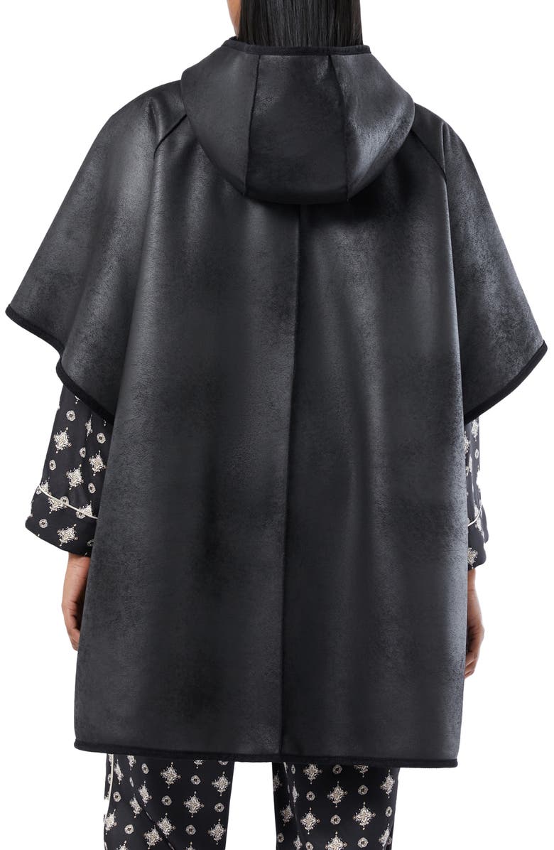 Marina Rinaldi Gel Reversible Faux Fur Hooded Cape, Alternate, color, Black
