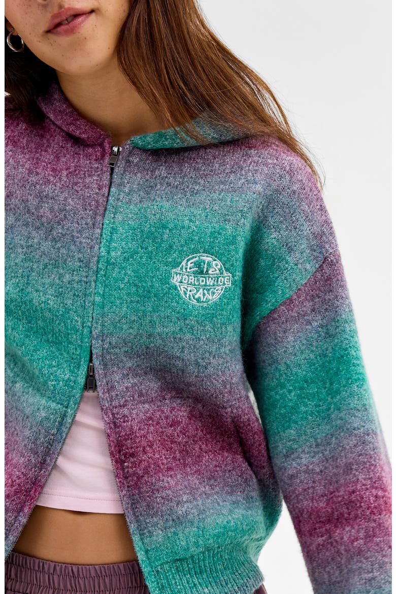Spacedye Stripe Zip Cardigan, Alternate, color, MULTI