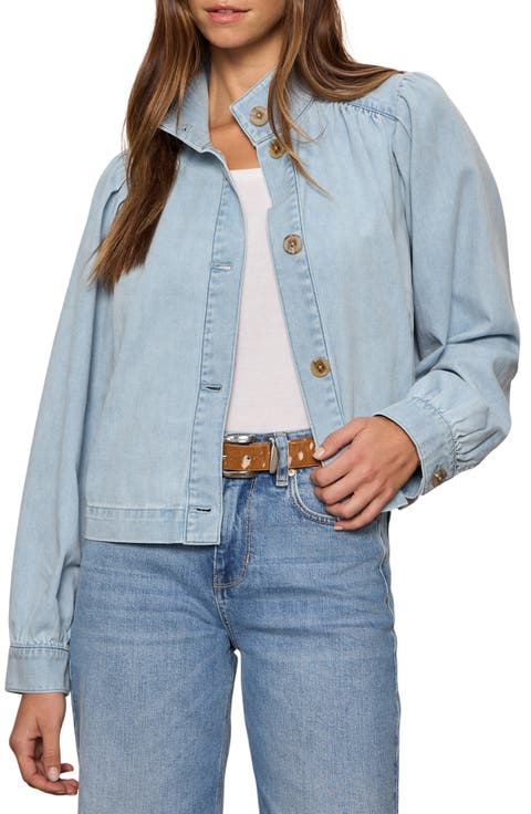 Puff Shoulder Denim Jacket