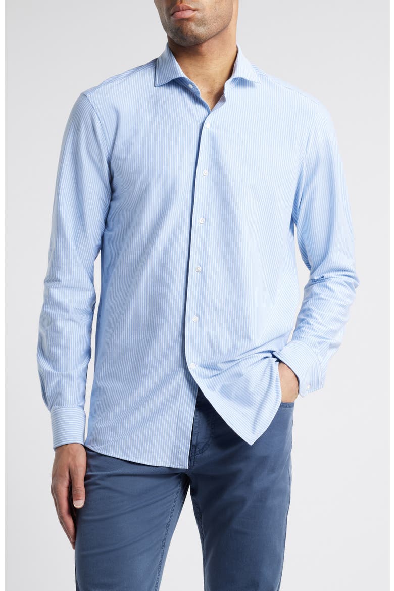 Excursionist Flex Thin Stripe Button-Up Shirt, Main, color, ANGELITE