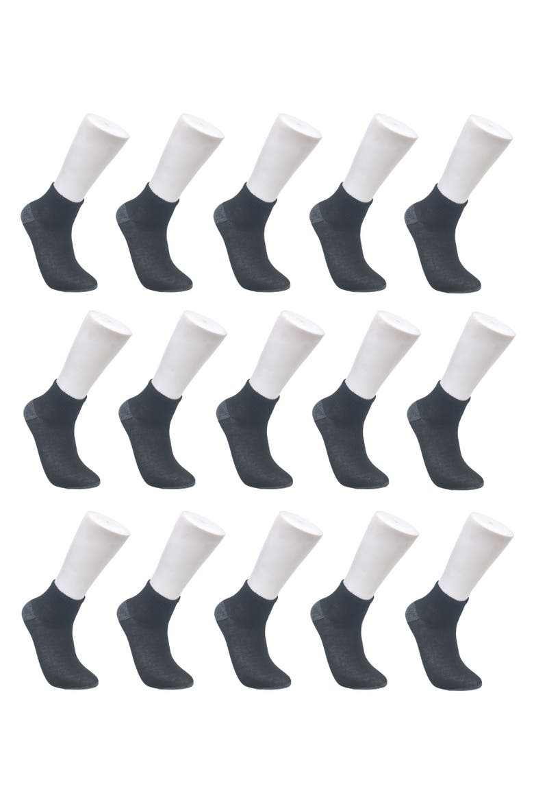 Boys Basic Flat Quarter Sock 15-Pack, Main, color, Black