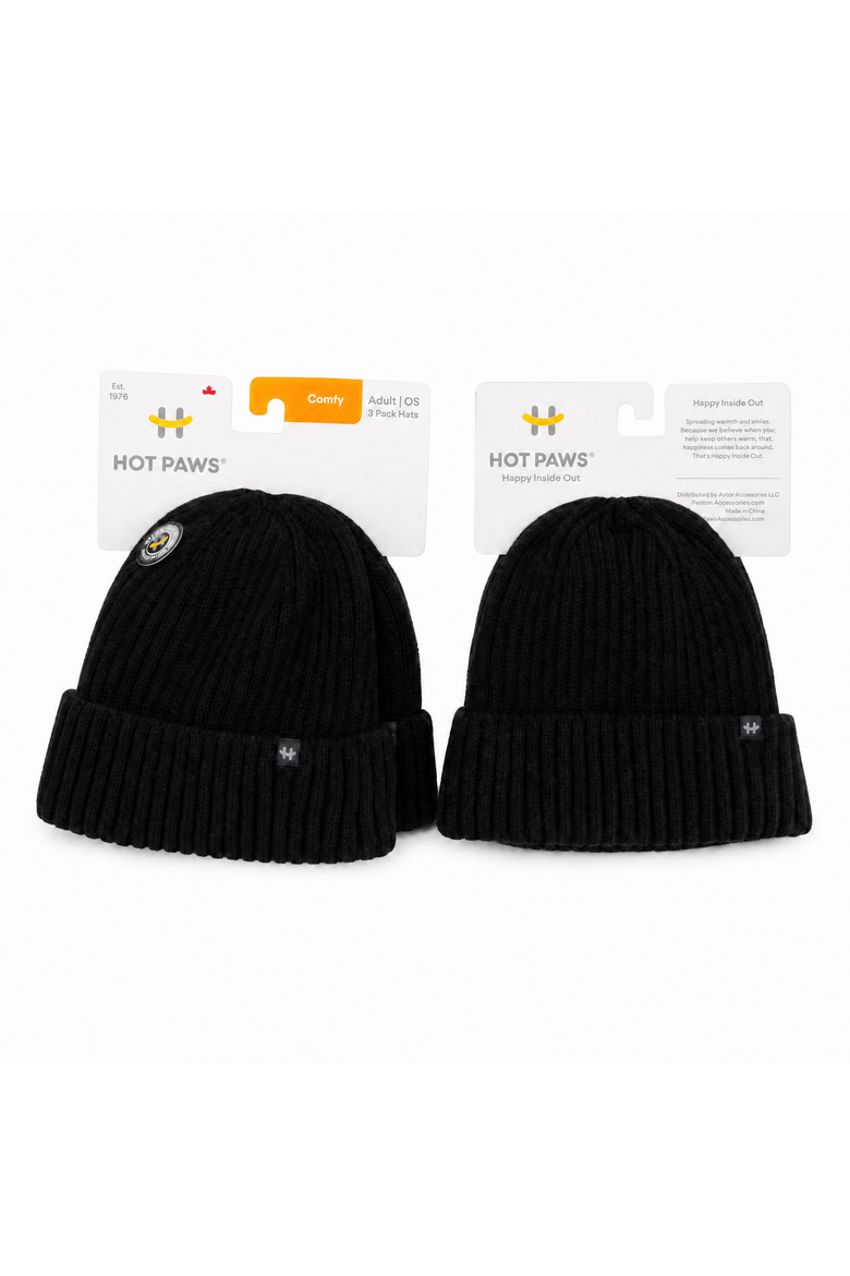 Women's 3-Pack Fleece Lined Rib Knit Beanie Set, Alternate, color, Black/Black/Black