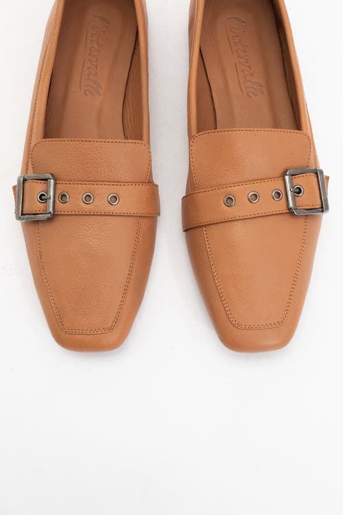 Forever & Always Shoes Noir Leather Flat Loafers In Cognac Brown Leather