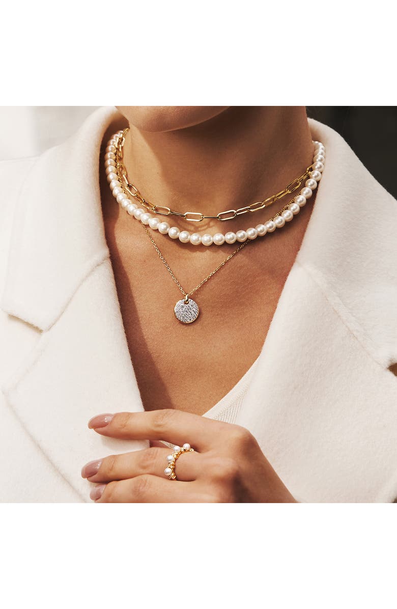 ANIA HAIE Pavé Disc Pendant Necklace, Alternate, color, Mixed Shiny Gold Silver