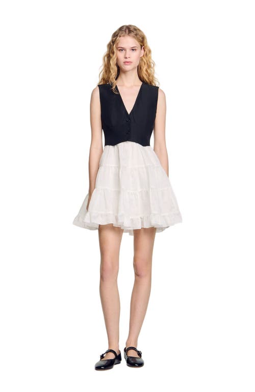 Sandro Two-tone Mini Dress In Multi