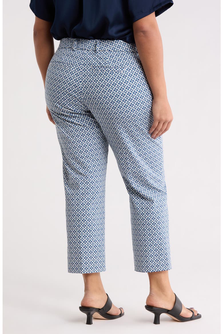 Kelsey Jacquard Slit Hem Tapered Pants, Alternate, color, BLUE WHITE TILE PRINT