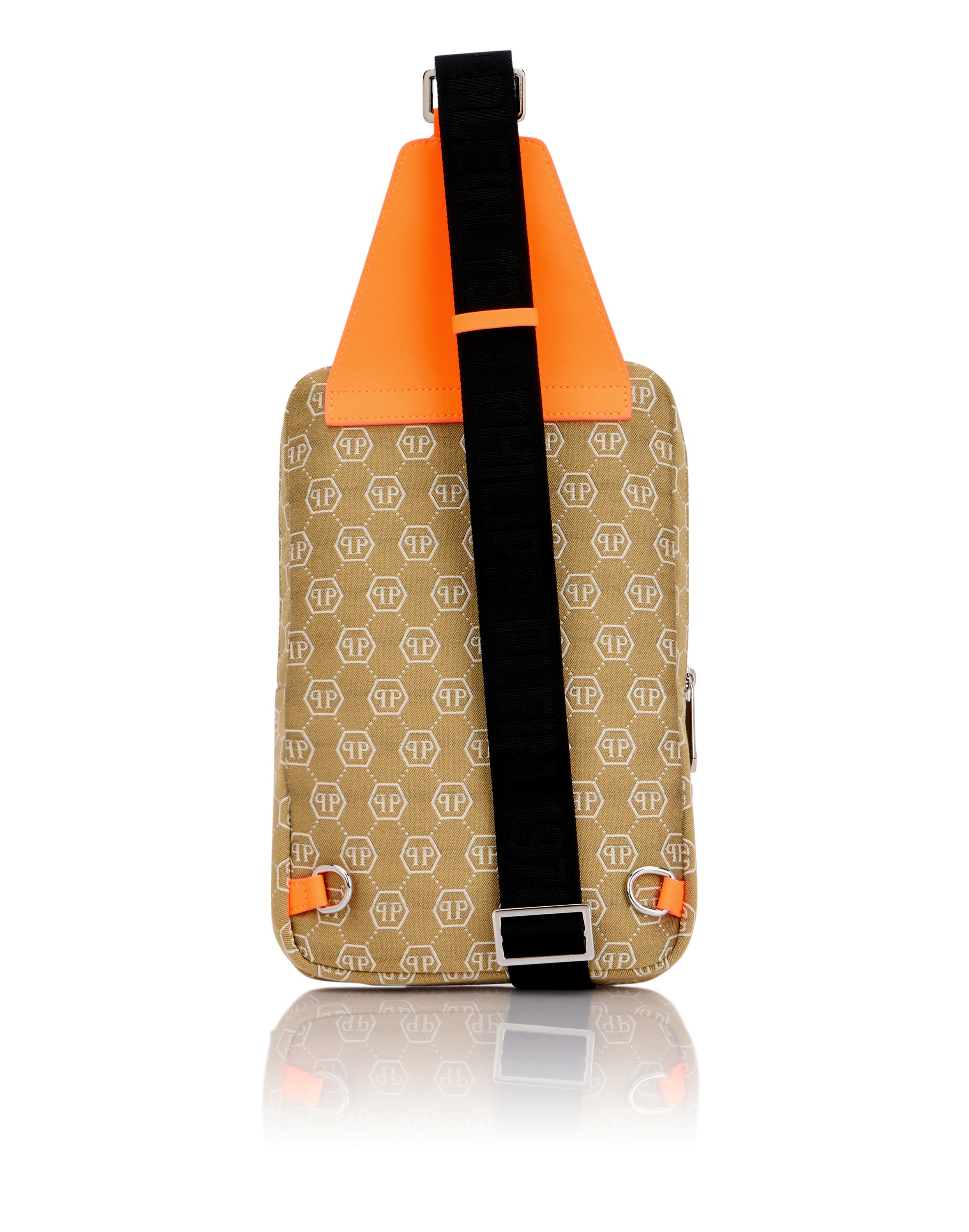 Cross Body Bag Jacquard Monogram Men, Alternate, color, beige/orange