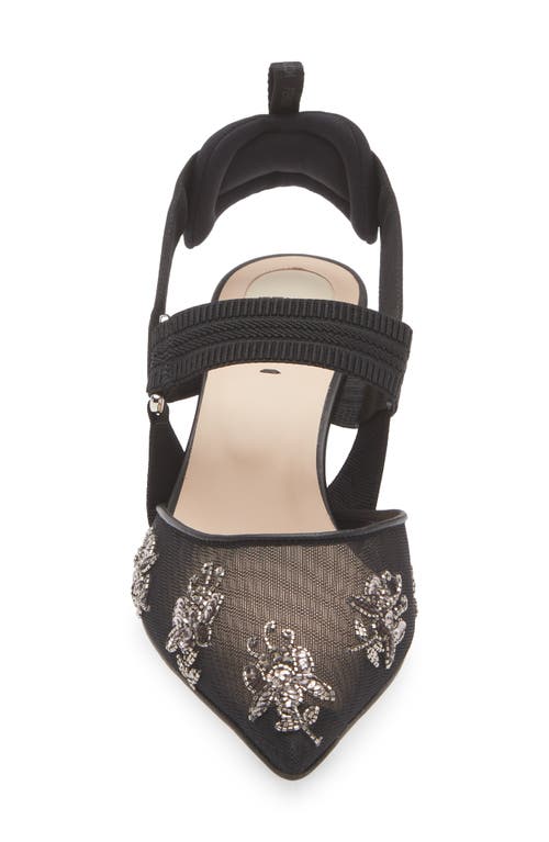 Fendi Black Mesh And Embroidery High-heeled Slingbacks In Nero Antique Silver/nero