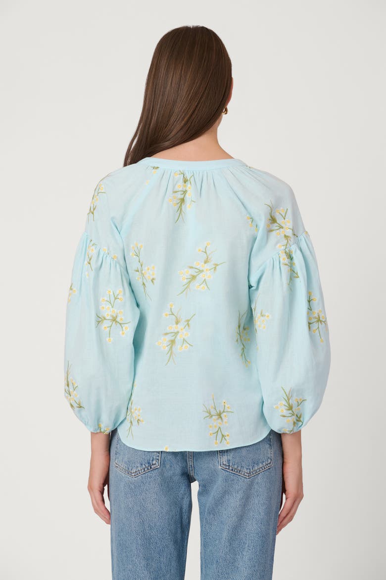 Floral Embroidered Cotton Fred Top, Alternate, color, Sky Blue
