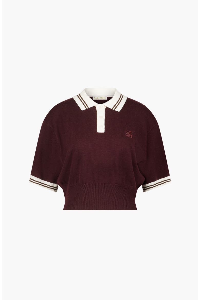 Remy Cropped Polo Knit Top, Main, color, Burgundy