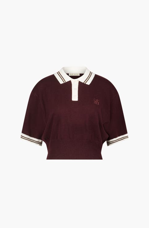Remy Cropped Polo Knit Top
