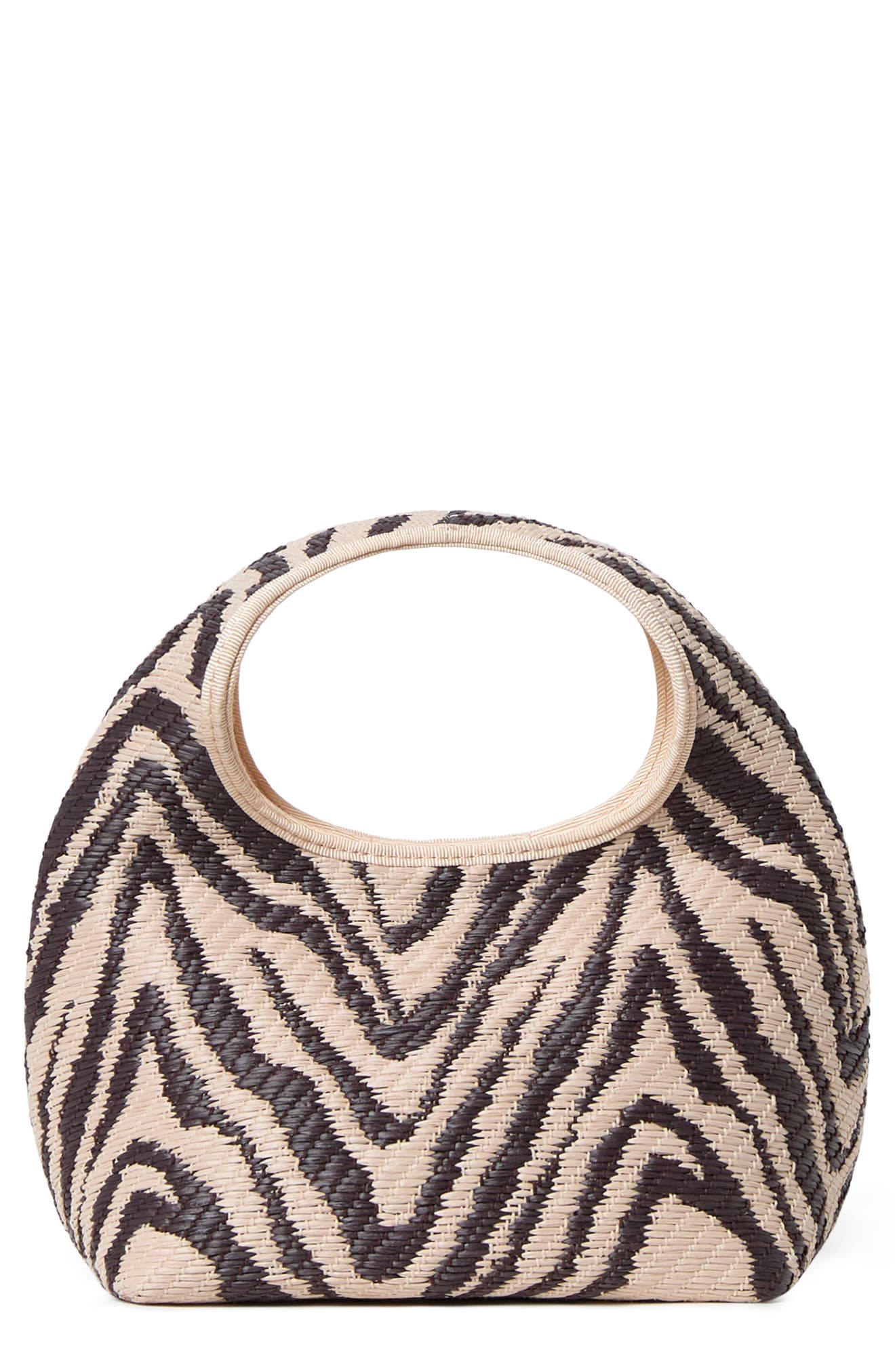 Loeffler Randall Kenzie Woven Raffia Top Handle Bag, Main, color, Vintage Zebra