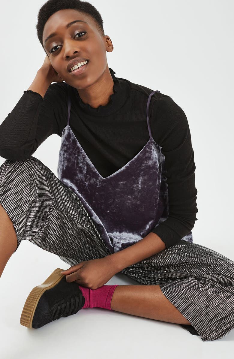 Topshop Velvet Swing Camisole, Alternate, color, 