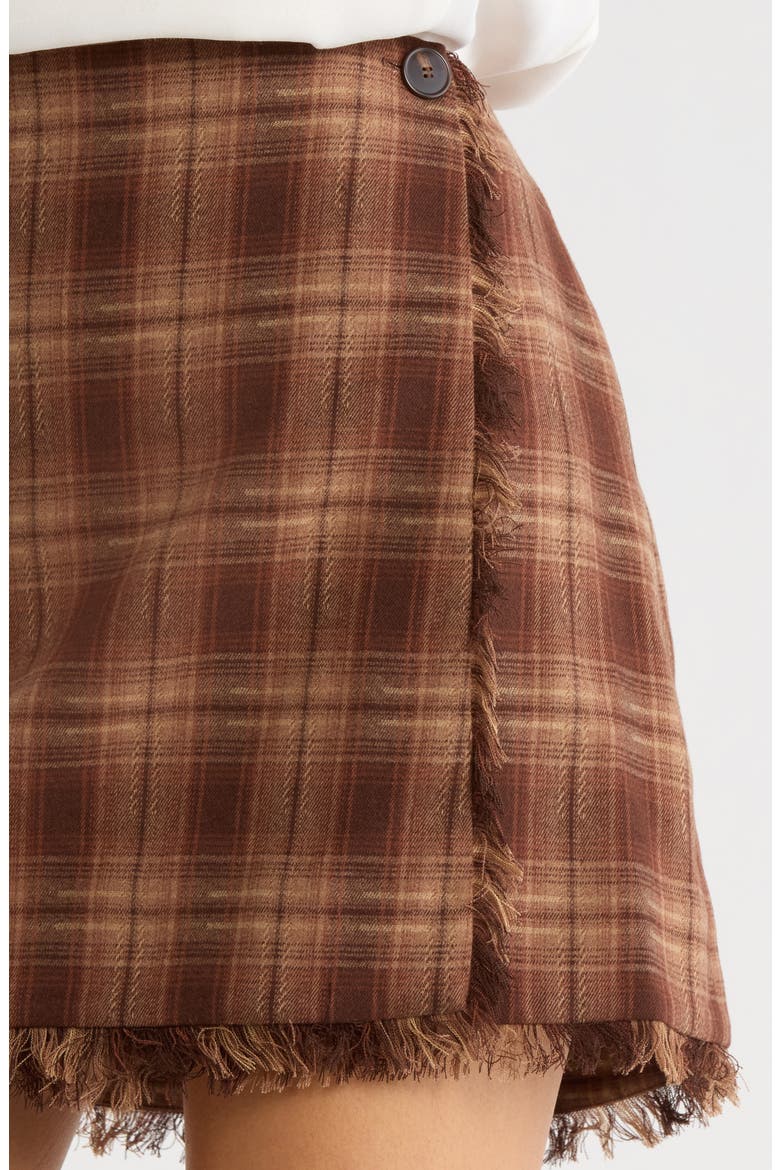 x Sara Walker Emily Plaid Fray Miniskirt, Alternate, color, BROWN PLAID