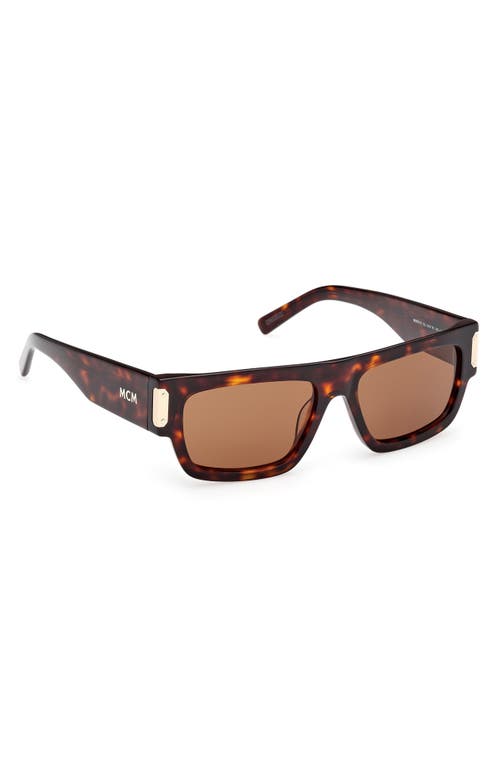 Mcm 54mm Polarized Rectangular Sunglasses In Dark Havana/roviex
