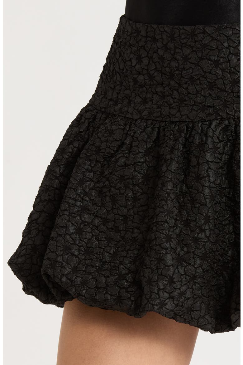 Alea Floral Bubble Hem Miniskirt, Alternate, color, BLACK