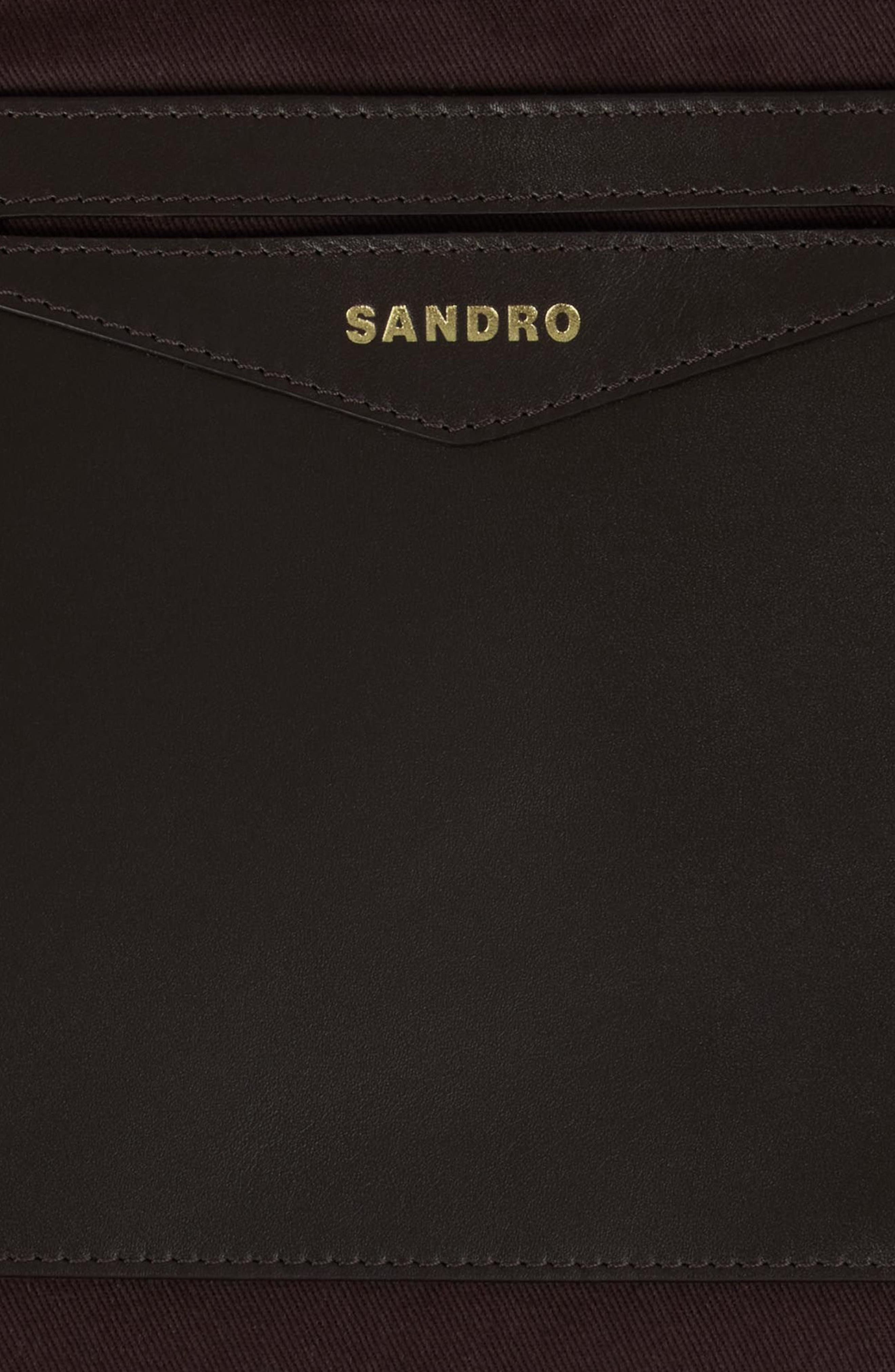 SANDRO Soft suede shopping bag, Alternate, color, Mahogany