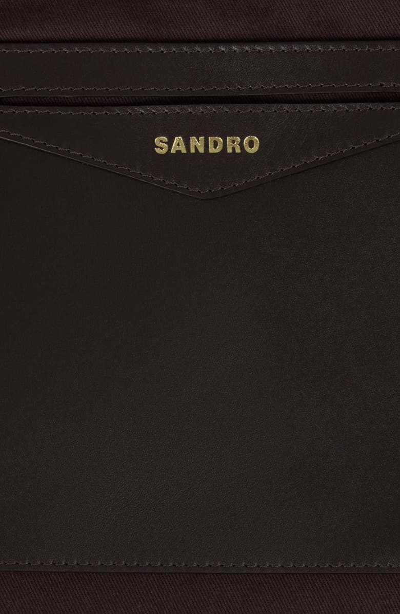 SANDRO Soft suede shopping bag, Alternate, color, Mahogany