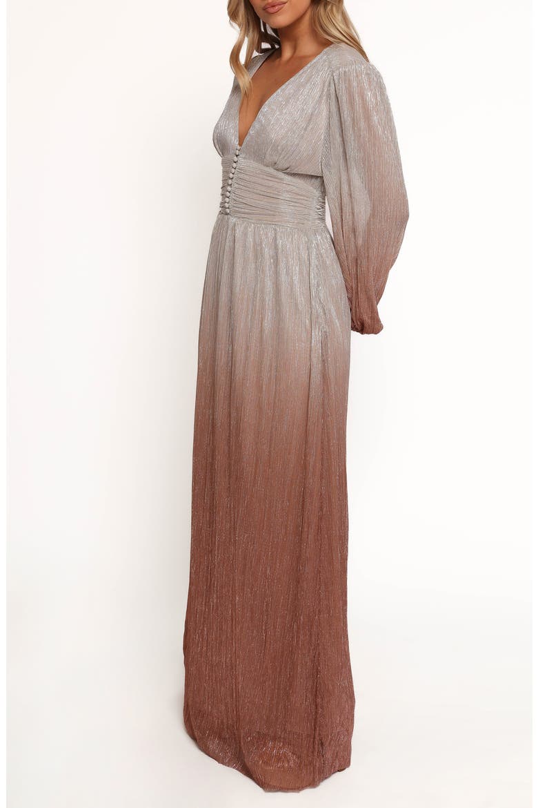 Jovie Metallic Ombré Long Sleeve Maxi Dress, Alternate, color, STARLIGHT BRONZE