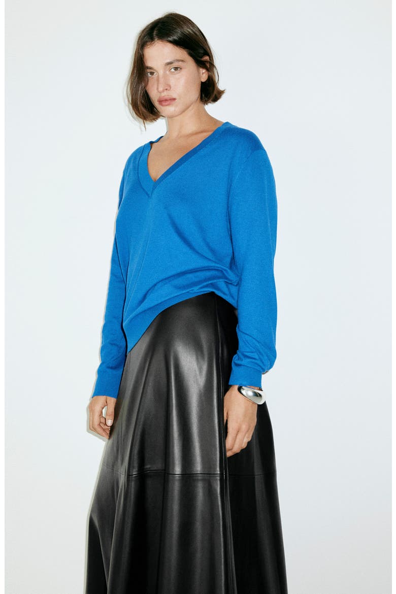 Paris Leather Midi Skirt, Alternate, color, BLACK